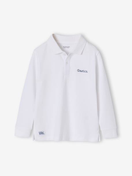 Polo manches longues garçon blanc+bleu ardoise - vertbaudet enfant 