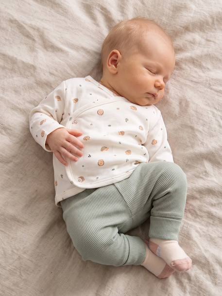 Brassière naissance manches longues cappuccino+écru+vert sauge - vertbaudet enfant 