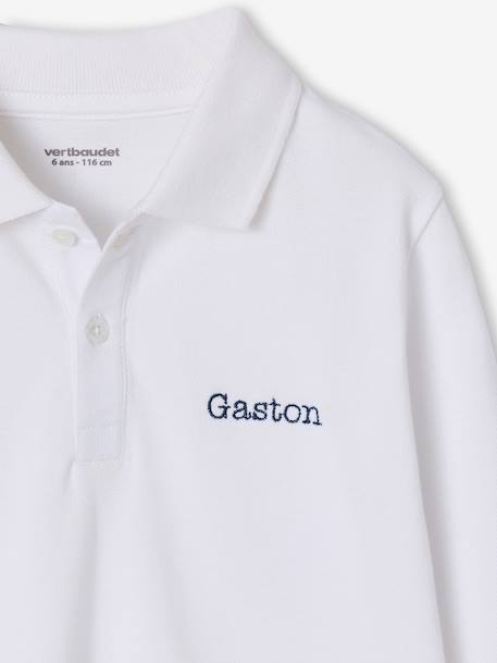Polo manches longues garçon blanc+bleu ardoise - vertbaudet enfant 