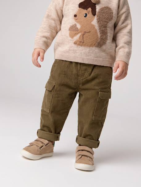 Babyjongensbroek van ribfluweel kaki - vertbaudet enfant 