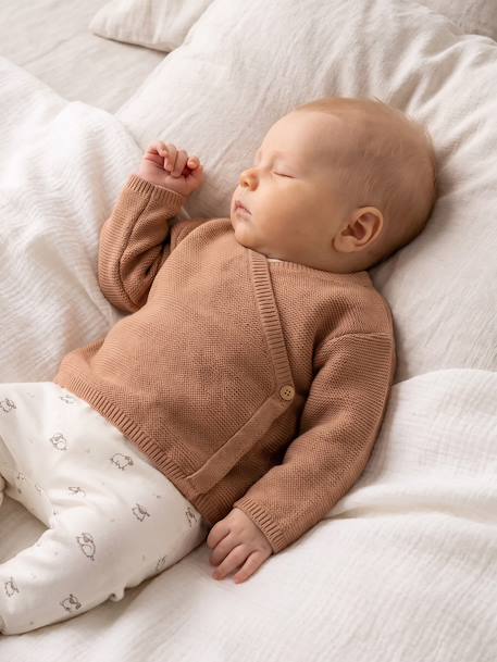 Brassière vest baby van wol en katoen cappuccino+gemêleerd beige+lichtroze+saliegroen+wit - vertbaudet enfant 