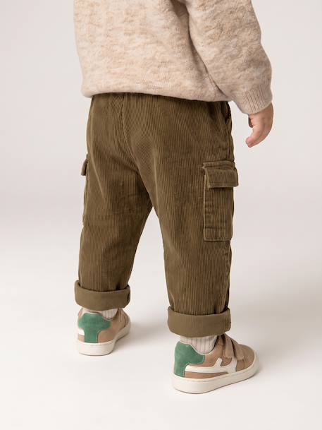 Babyjongensbroek van ribfluweel kaki - vertbaudet enfant 