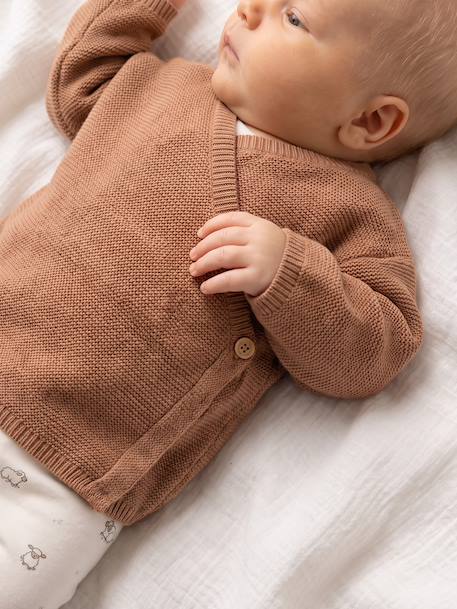Brassière vest baby van wol en katoen cappuccino+gemêleerd beige+lichtroze+saliegroen+wit - vertbaudet enfant 