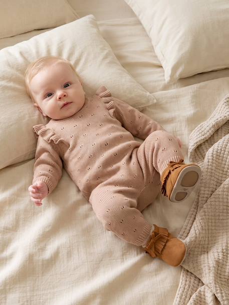 Combinaison bébé fille en tricot beige chiné - vertbaudet enfant 