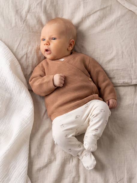 Brassière vest baby van wol en katoen cappuccino+gemêleerd beige+lichtroze+saliegroen+wit - vertbaudet enfant 