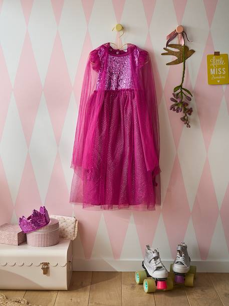 Verkleedkleren prinses met sluier en kroon blauw+goudkleurig+pruim+roze - vertbaudet enfant 