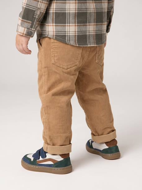 Pantalon bébé en velours côtelé bleu grisé+caramel+lichen+marron - vertbaudet enfant 