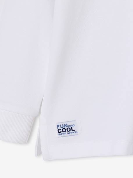 Polo manches longues garçon blanc+bleu ardoise - vertbaudet enfant 
