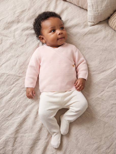 Brassière vest baby van wol en katoen cappuccino+gemêleerd beige+lichtroze+saliegroen+wit - vertbaudet enfant 