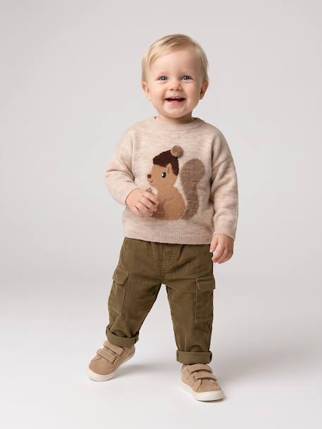 Babyjongensbroek van ribfluweel kaki - vertbaudet enfant 