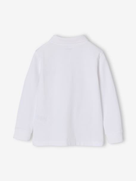 Polo manches longues garçon blanc+bleu ardoise - vertbaudet enfant 