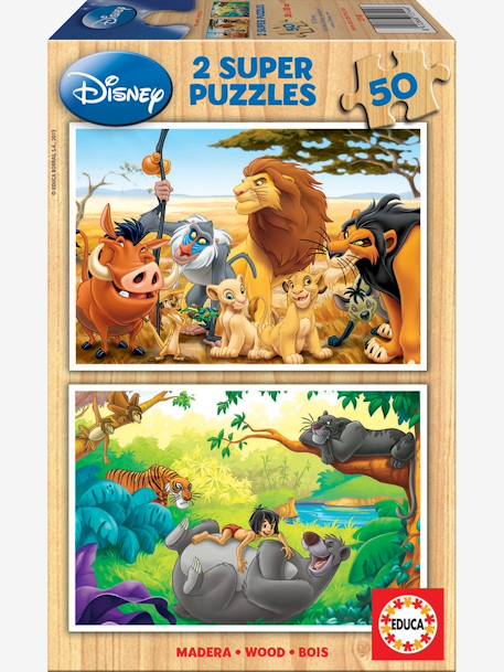 Lot de 2 puzzles bois 50 pièces Disney® Animal Friends Roi Lion + Livre de la jungle  EDUCA VERT - vertbaudet enfant 