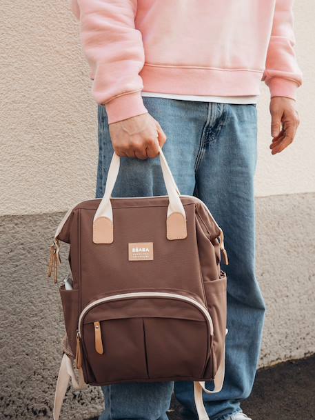 Luierrugzak BEABA Wellington bruin+bruin, bedrukt+gemêleerd beige+Marineblauw - vertbaudet enfant 