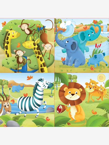Set van 4 puzzels Wilde dieren van 12 tot 25 stukjes EDUCA geel - vertbaudet enfant 