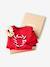 Kerstcadeauverpakking 'Renne' jacquard trui + 2 scrunchies voor meisjes ecru+lichtroze+rood - vertbaudet enfant 