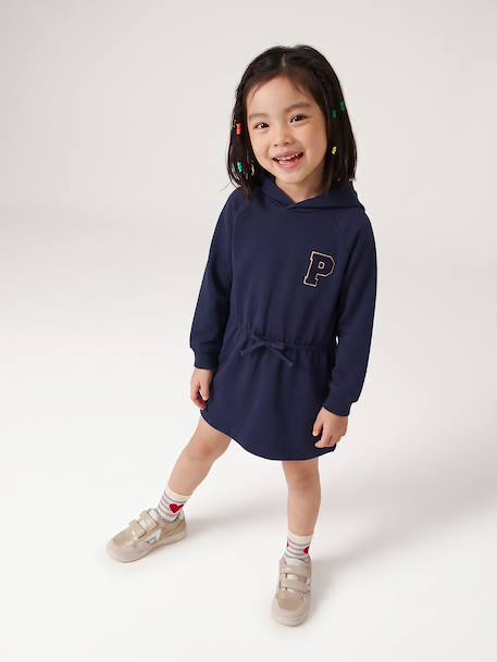 Robe courte à capuche fille gris chiné+marine+vert - vertbaudet enfant 