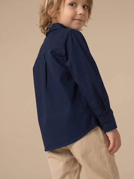 Jongensoverhemd met lange mouwen marineblauw - vertbaudet enfant 