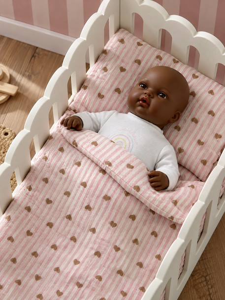 Couette + oreiller poupon en gaze de coton caramel+jaune+rose+rose+rose imprimé - vertbaudet enfant 