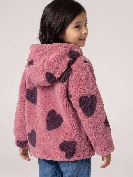 Veste fille sherpa motifs écru+mauve+vanille - vertbaudet enfant 