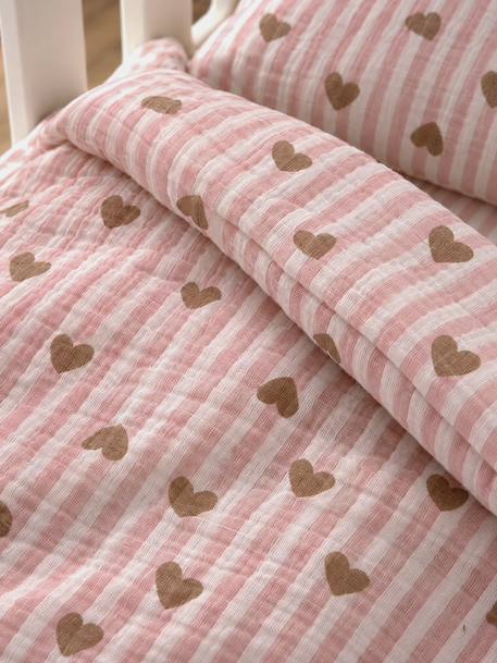 Couette + oreiller poupon en gaze de coton caramel+jaune+rose+rose+rose imprimé - vertbaudet enfant 
