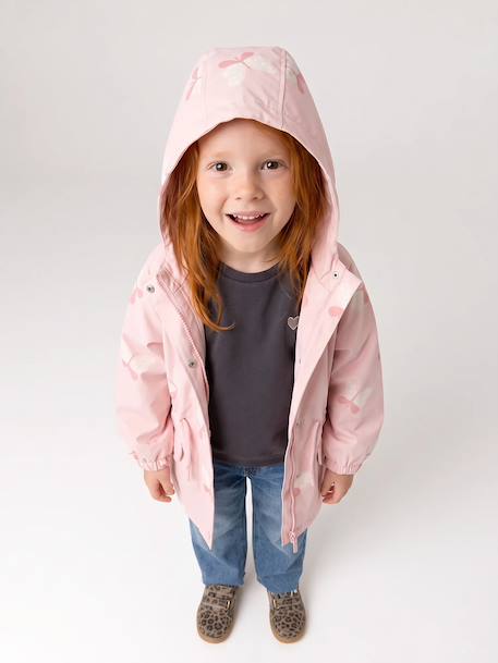 Ciré fille à capuche motifs magiques bleu ciel+blush+rose+rose pâle+sauge imprimé - vertbaudet enfant 