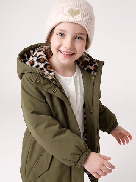 Parka fille à capuche doublée imitation fourrure bois de rose+camel+marine+noir+prune+vert foncé - vertbaudet enfant 