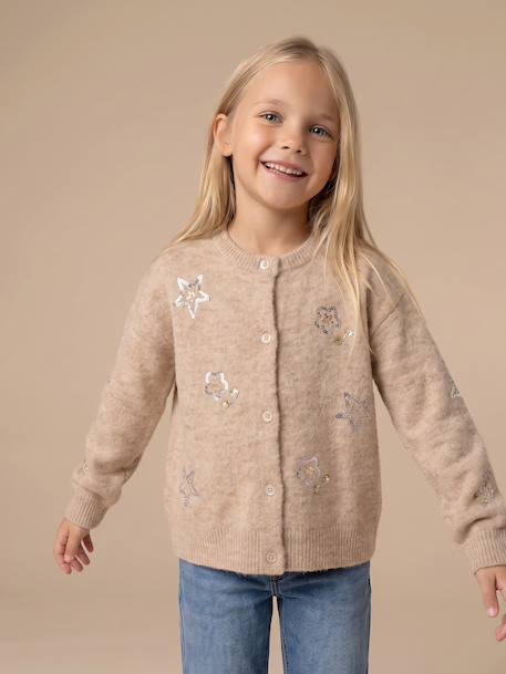 Fijngebreid vest voor meisjes beige - vertbaudet enfant 