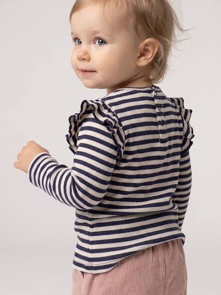 T-shirt manches longues bébé fille rose+vanille - vertbaudet enfant 