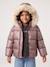 Donsjack met capuchon voor meisjes met fleece voering goud+roze (poederkleur)+zachtpaars - vertbaudet enfant 