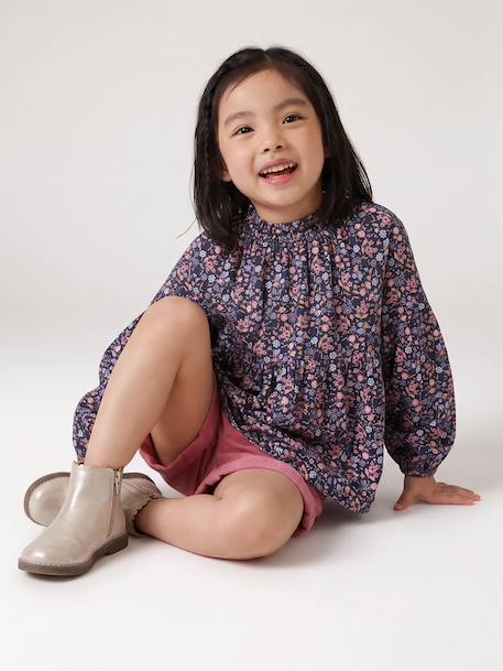 Blouse met print antraciet+vanille - vertbaudet enfant 