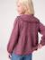 Chemise fille gaze de coton col brodé écru+prune+vert émeraude - vertbaudet enfant 