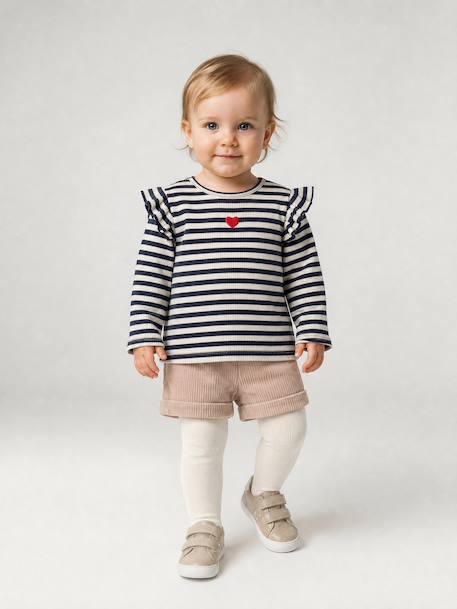 T-shirt manches longues bébé fille rose+vanille - vertbaudet enfant 