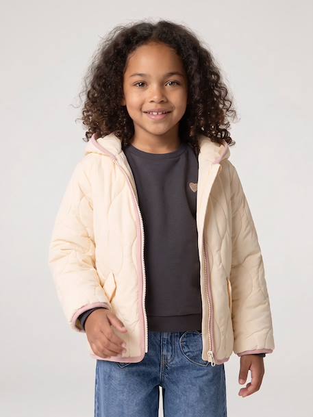 Doudoune légère fille bois de rose+vanille - vertbaudet enfant 