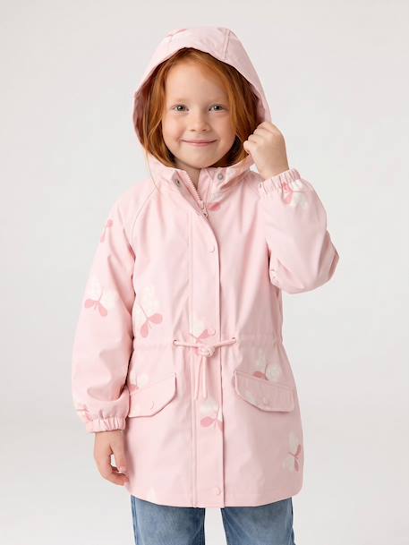 Regenjas met magische stippen voor meisjes bedrukte salie+hemelsblauw+lichtroze+rouge+rozen - vertbaudet enfant 