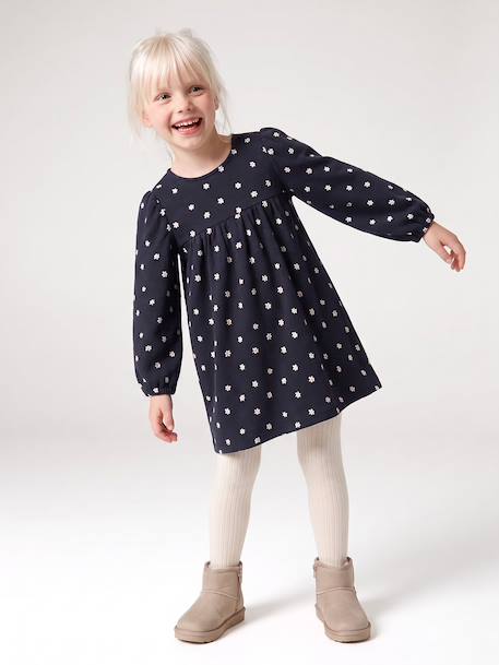 Robe manches longues fille écru+marine - vertbaudet enfant 