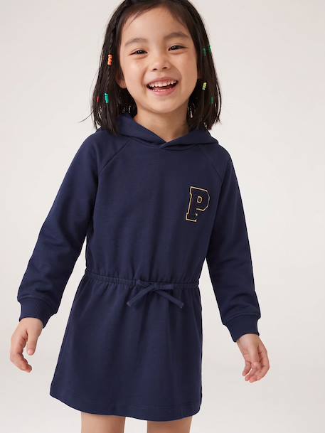 Robe courte à capuche fille gris chiné+marine+vert - vertbaudet enfant 