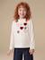 T-shirt voor meisjes met hartjesprint en lange mouwen ecru+groen+rouge+wit - vertbaudet enfant 