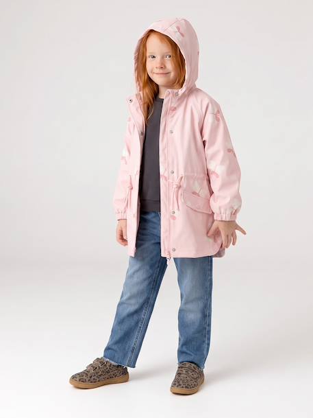 Regenjas met magische stippen voor meisjes bedrukte salie+hemelsblauw+lichtroze+rouge+rozen - vertbaudet enfant 