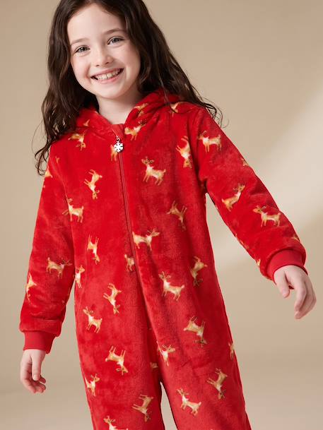 Combinaison de nuit Noël fille à capuche rouge - vertbaudet enfant 