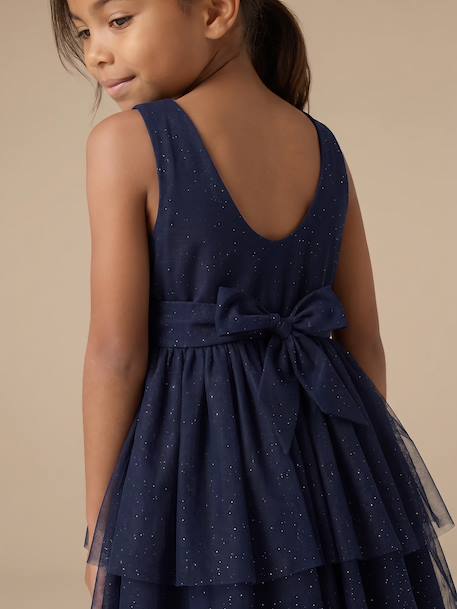 Jurk met vestje voor meisjes marineblauw - vertbaudet enfant 