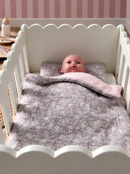 Deken + kussensloop pop van katoengaas geel+roze+roze, bedrukt - vertbaudet enfant 