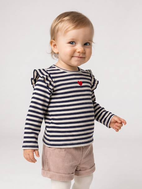Baby meisjesshirt met lange mouwen rozen+vanille - vertbaudet enfant 