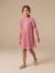 Meisjesjurk in fluweel / velours en pailletten rood+rozen+zilver - vertbaudet enfant 