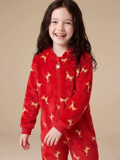 Combinaison de nuit Noël fille à capuche rouge - vertbaudet enfant 