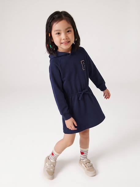 Robe courte à capuche fille gris chiné+marine+vert - vertbaudet enfant 