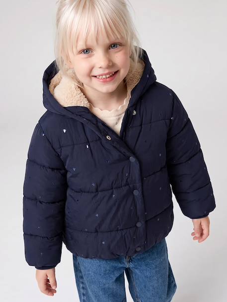 Doudoune à capuche fille bleu+marine - vertbaudet enfant 