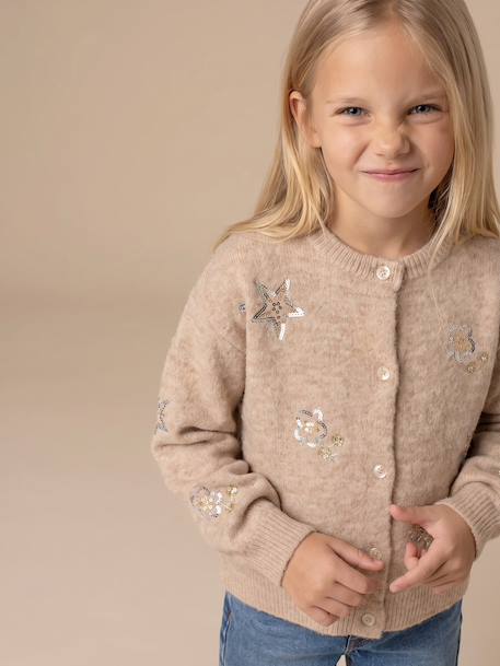 Fijngebreid vest voor meisjes beige - vertbaudet enfant 