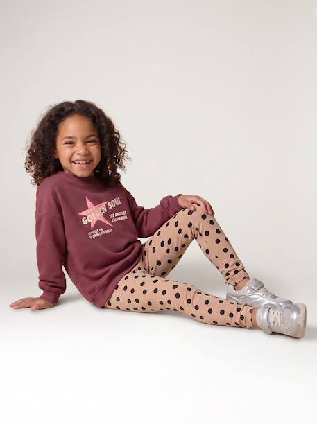 Sweatshirt en legging set meisje donkerpaars - vertbaudet enfant 