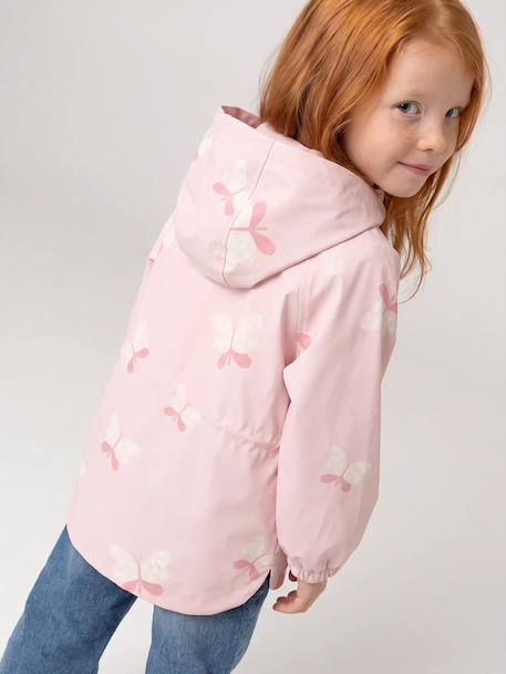 Ciré fille à capuche motifs magiques bleu ciel+blush+rose+rose pâle+sauge imprimé - vertbaudet enfant 