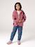 Sherpa vest met capuchon en bloemenprint voor meisjes ecru+vanille+zachtpaars - vertbaudet enfant 